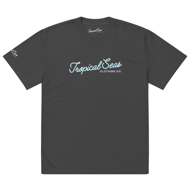 Oversized Tropical Seas Printed Faded T-shirt