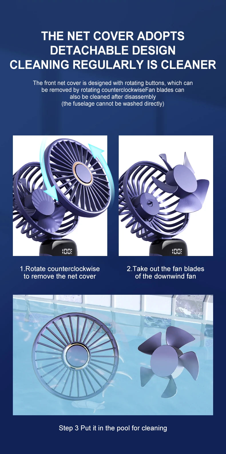 USB Handheld Mini Fan Foldable Portable Neck Hanging Fans 5 Speed Rechargeable Fan with Phone Stand and Display Screen