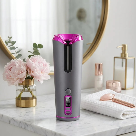 Portable Automatic Hair Curling Iron (USB Rechargeable, 2-in-1 Curler and Straightener)