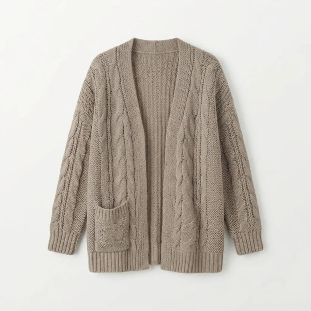 Long Twisted Rope Knit Cardigan Jacket