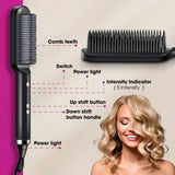 2-in-1 Hair Straightening Comb, Negative Ion Straight and Curl Styler