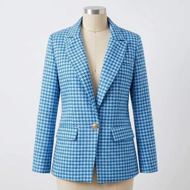 Houndstooth Slim Fit Suit Jacket For Women