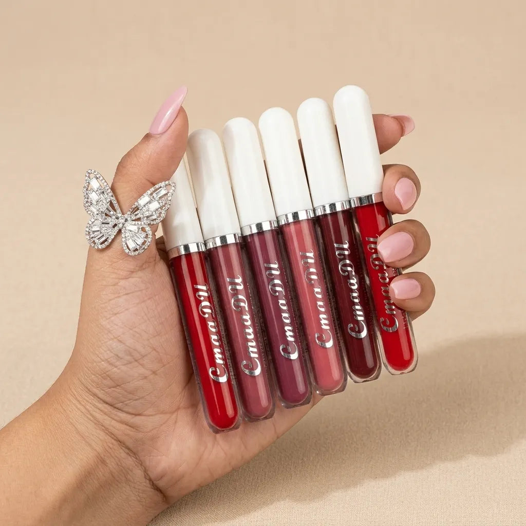 6-Piece Matte Waterproof Lip Gloss Set, Long-Lasting Non-Stick Formula