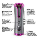 Portable Automatic Hair Curling Iron (USB Rechargeable, 2-in-1 Curler and Straightener)