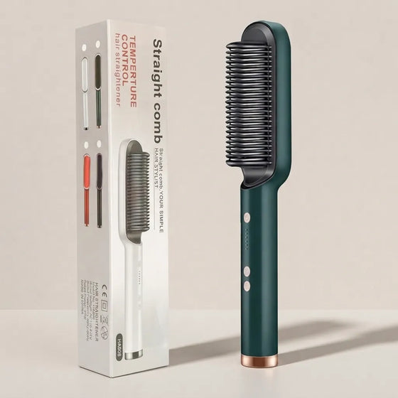 2-in-1 Hair Straightening Comb, Negative Ion Straight and Curl Styler