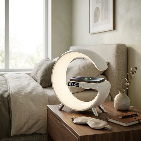 G-Shaped LED Atmosphere Lamp with Bluetooth Speaker &amp; Wireless Charger