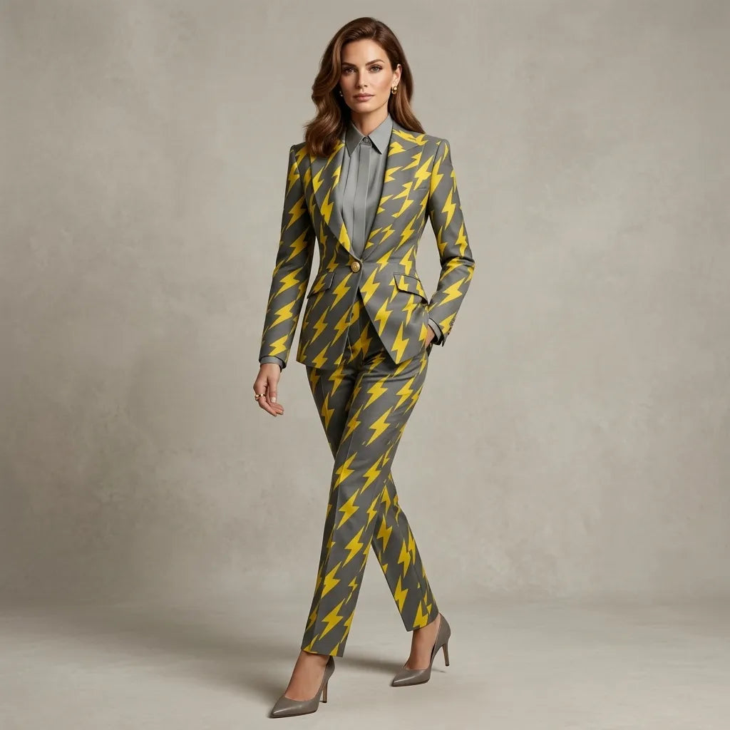 Houndstooth Slim Fit Suit Jacket For Women