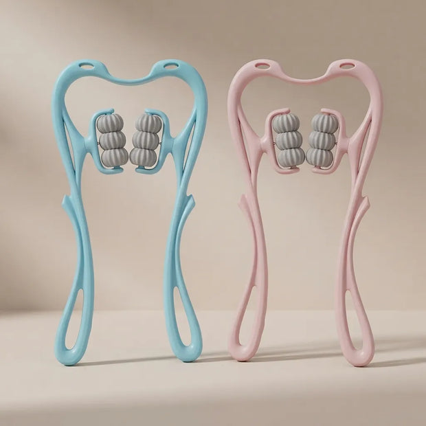 6-Roller Manual Neck Massager, Ergonomic Cervical Massage Tool