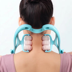 6-Roller Manual Neck Massager, Ergonomic Cervical Massage Tool