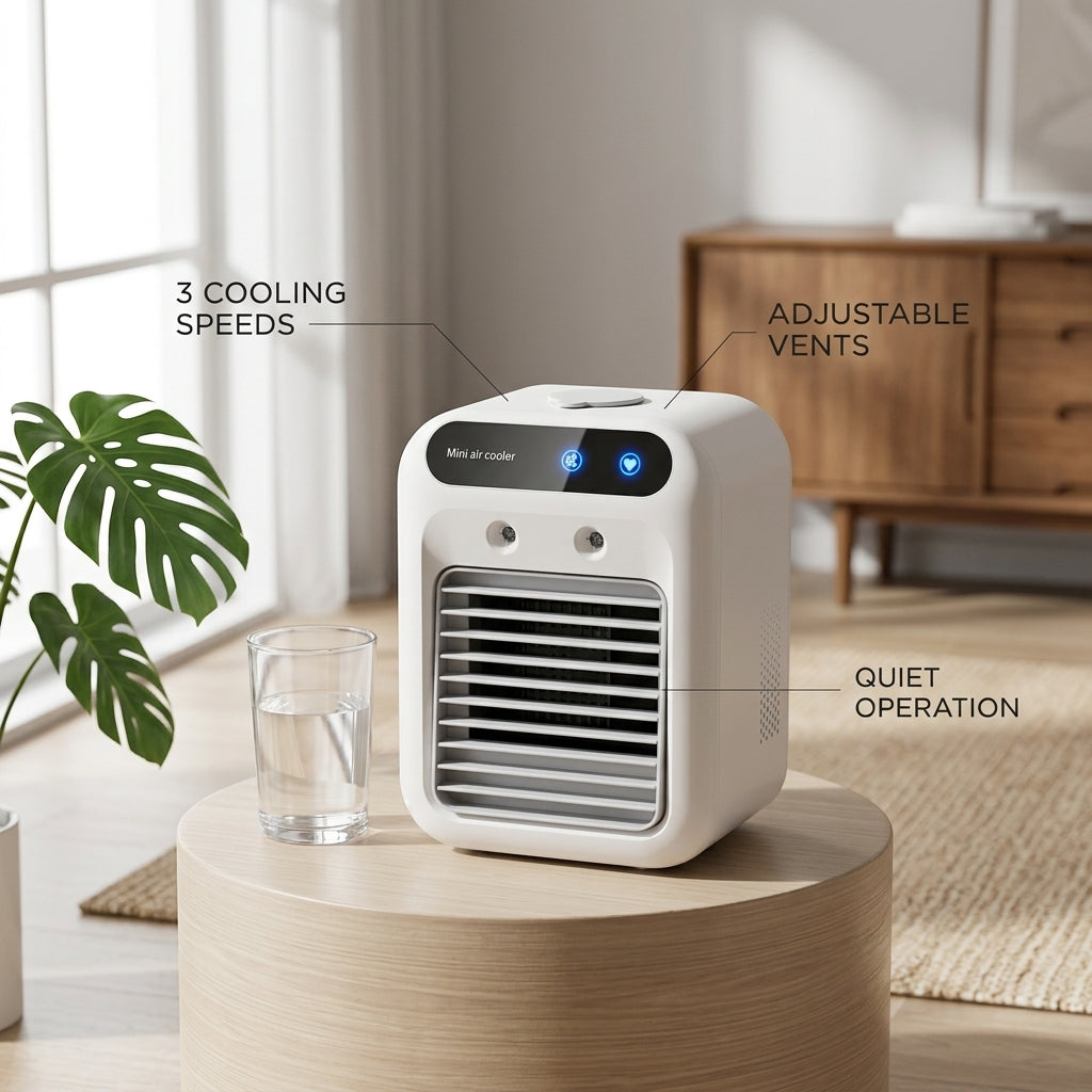 Portable USB Air Cooler Fan with Ice and Essential Oil Cooling