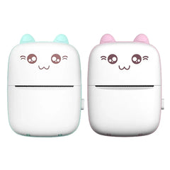Two white cartoon-style compact mirrors with cat ears on a white background