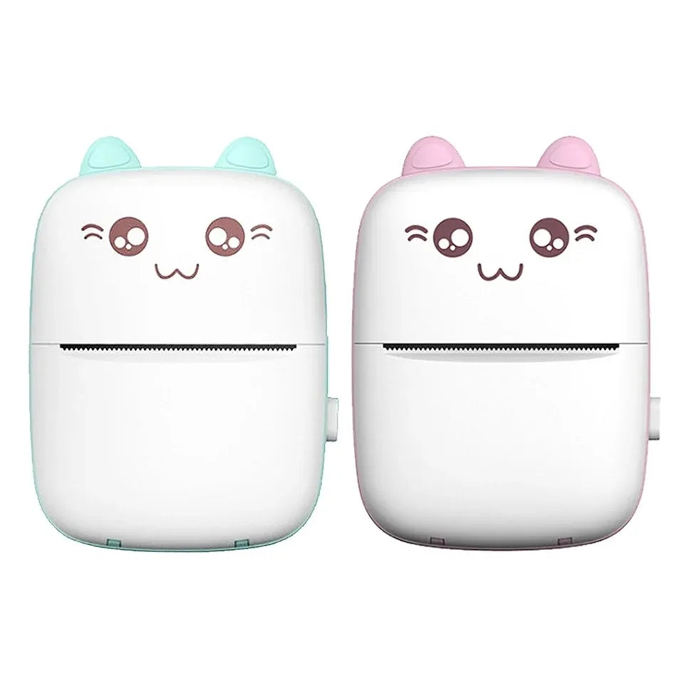Two white cartoon-style compact mirrors with cat ears on a white background
