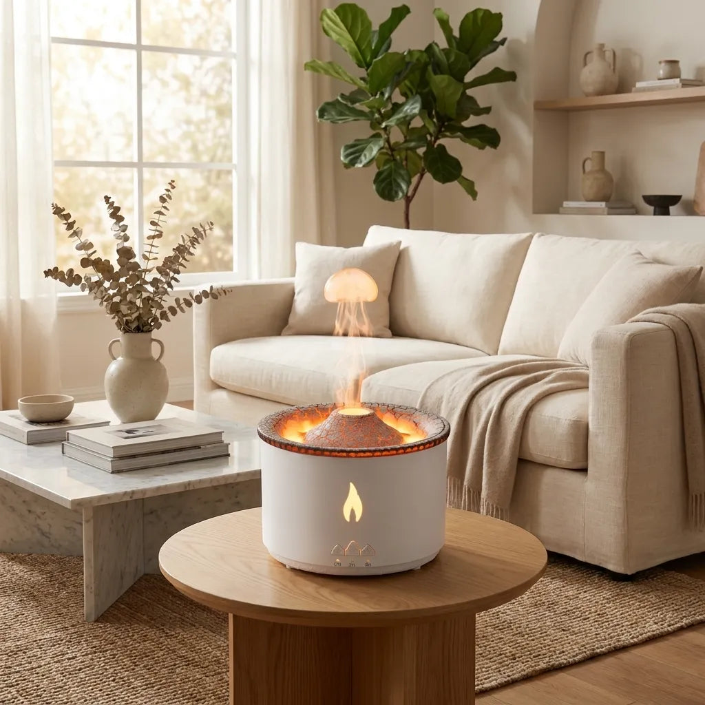 Volcano Flame Aromatherapy Diffuser with Jellyfish Smoke Ring Effect