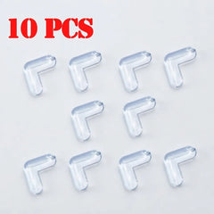 Ten clear plastic corner guards arranged in three rows on a light gray background, with red text in the top-left corner reading '10 PCS'.