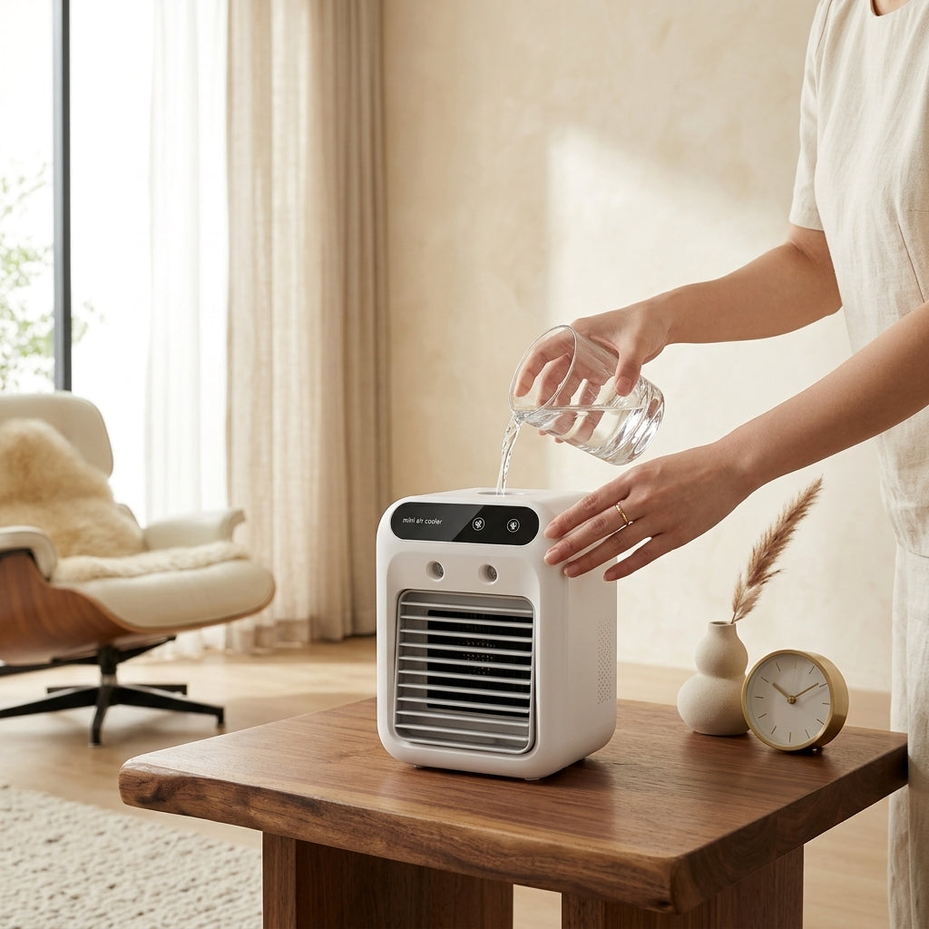 Portable USB Air Cooler Fan with Ice and Essential Oil Cooling