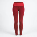 Red high-waisted leggings with a textured honeycomb pattern, shown on a white studio background.