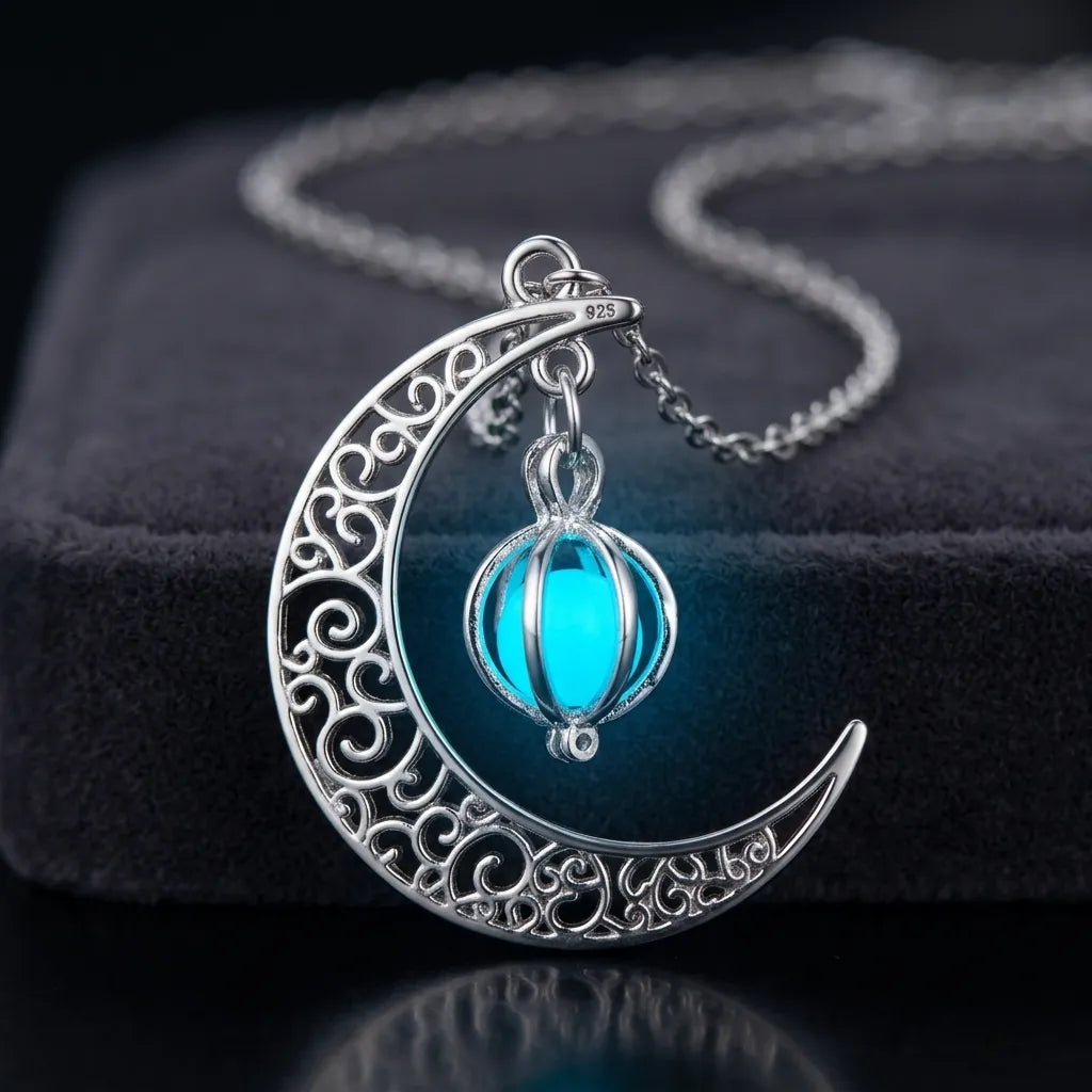 Moon Luminous Glow-in-the-Dark Pendant Necklace