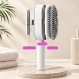 Self-Cleaning Hairbrush, One-Click Press Hair Removal, Anti-Static Scalp Massage Comb