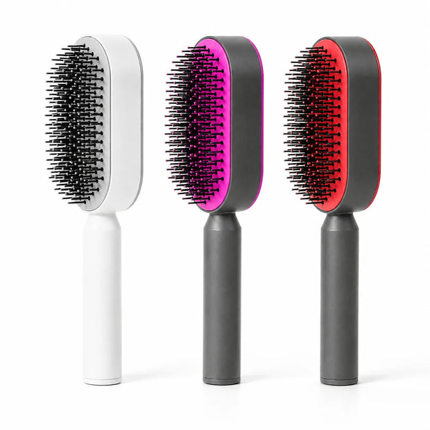 Self-Cleaning Hairbrush, One-Click Press Hair Removal, Anti-Static Scalp Massage Comb