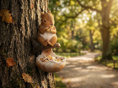 Squirrel Bird Feeder Statue Decorative Resin