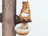 Squirrel Bird Feeder Statue Decorative Resin