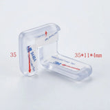 Two pieces of 3M health guarded tissue tape in a clear plastic case, with red text overlays indicating dimensions of 35 by 11 by 4 mm.