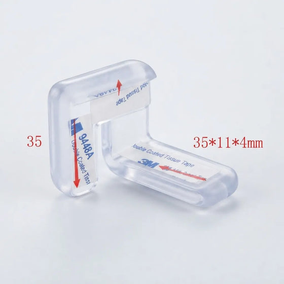 Two pieces of 3M health guarded tissue tape in a clear plastic case, with red text overlays indicating dimensions of 35 by 11 by 4 mm.