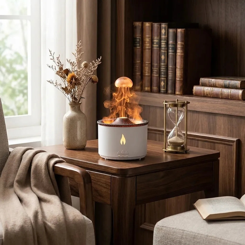 Volcano Flame Aromatherapy Diffuser with Jellyfish Smoke Ring Effect