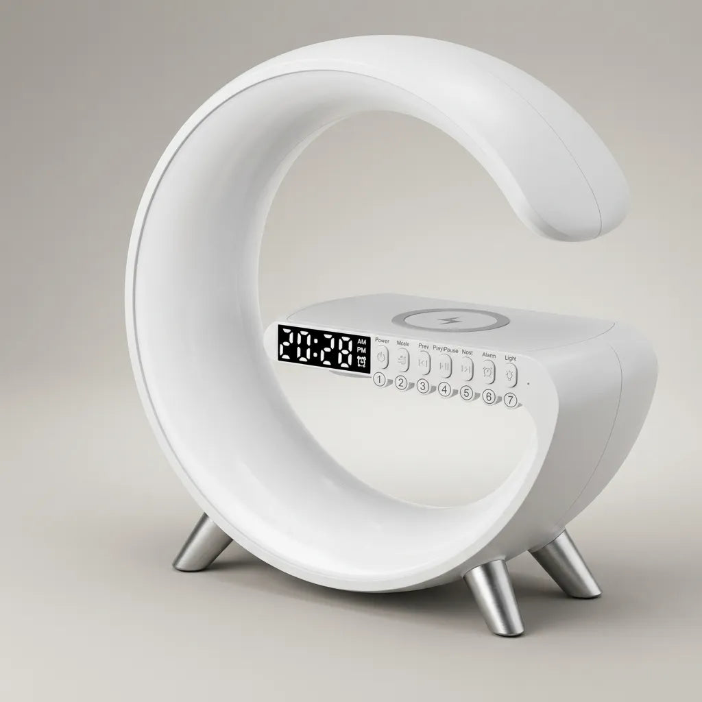 G-Shaped LED Atmosphere Lamp with Bluetooth Speaker &amp; Wireless Charger